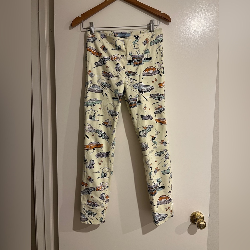 Prada 2012 SS Runway Car Print Capri Pants